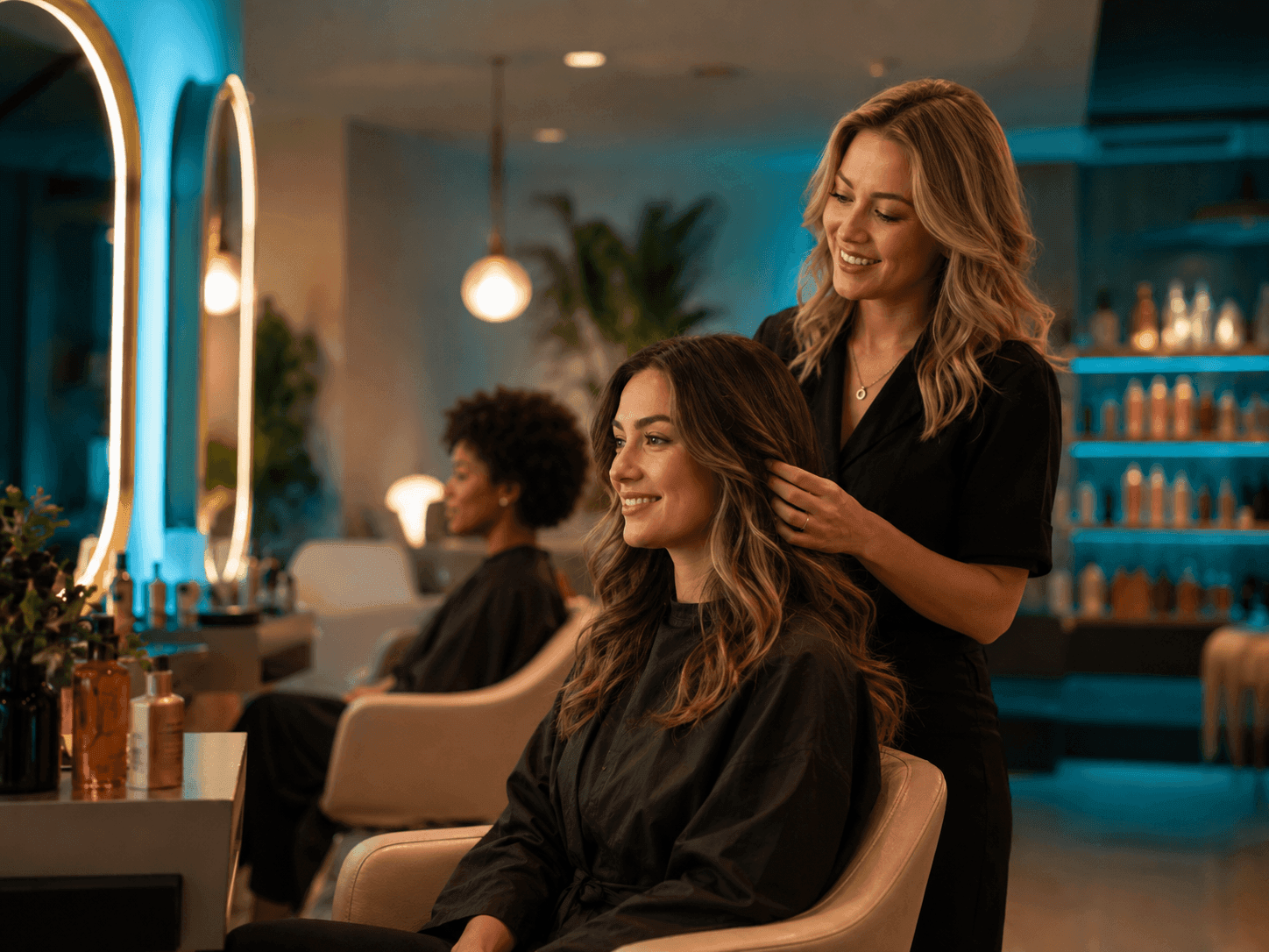 Équipe d'un institut de beauté travaillant ensemble